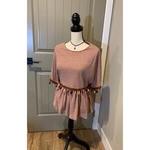 Hummingbird tassel striped peplum